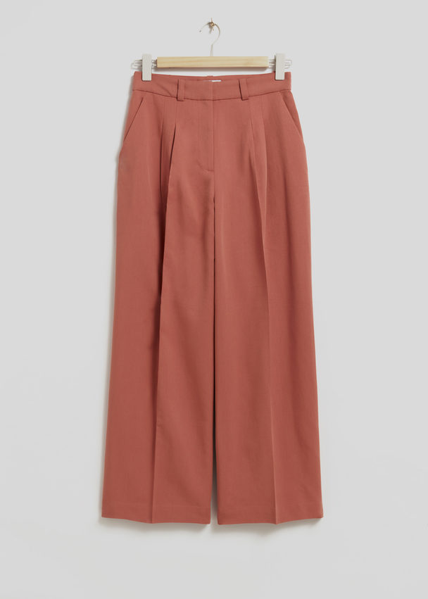 & Other Stories Tailored High-waist Trousers Dusty Red