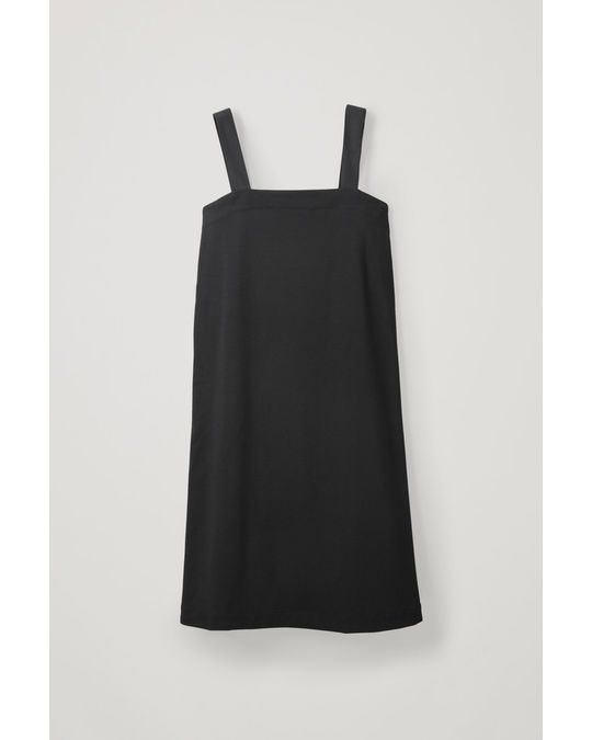 COS Apron Dress With Woven Straps Black