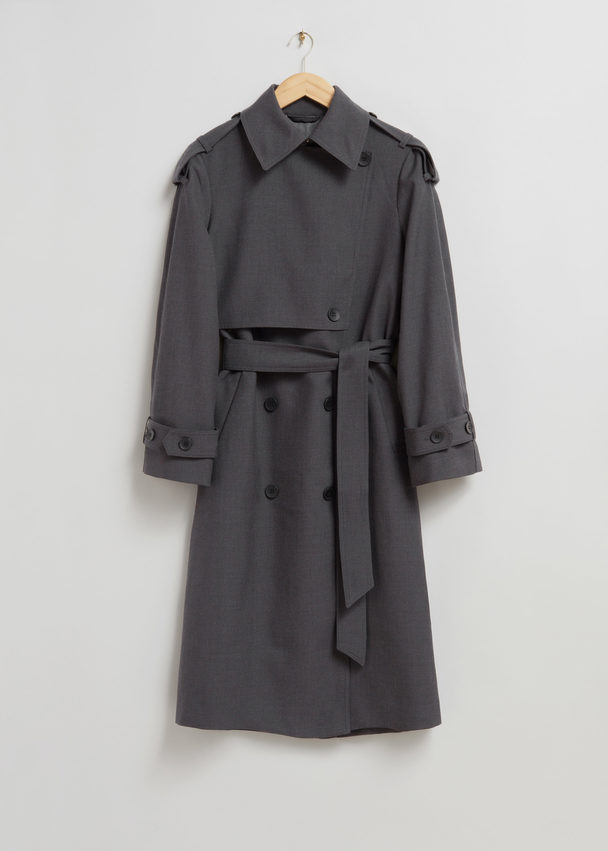 & Other Stories Belted Trench Coat Grey