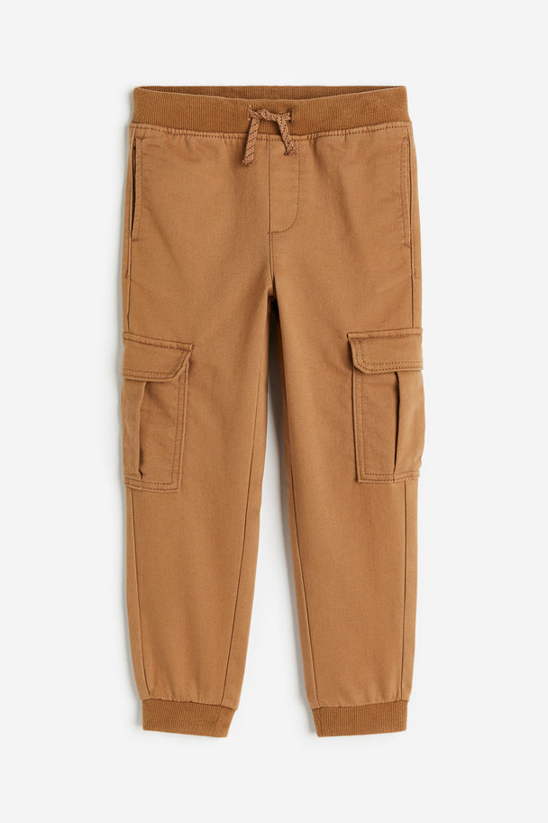 H&M Slim Fit Cargo Trousers Light Brown
