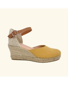 Amorgos Jute Yellow Leather And Split Sandals