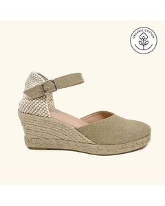 Amorgos Jute Beige Leather And Textile Sandals
