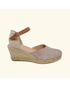 Amorgos Jute Beige Leather And Split Leather Sandals
