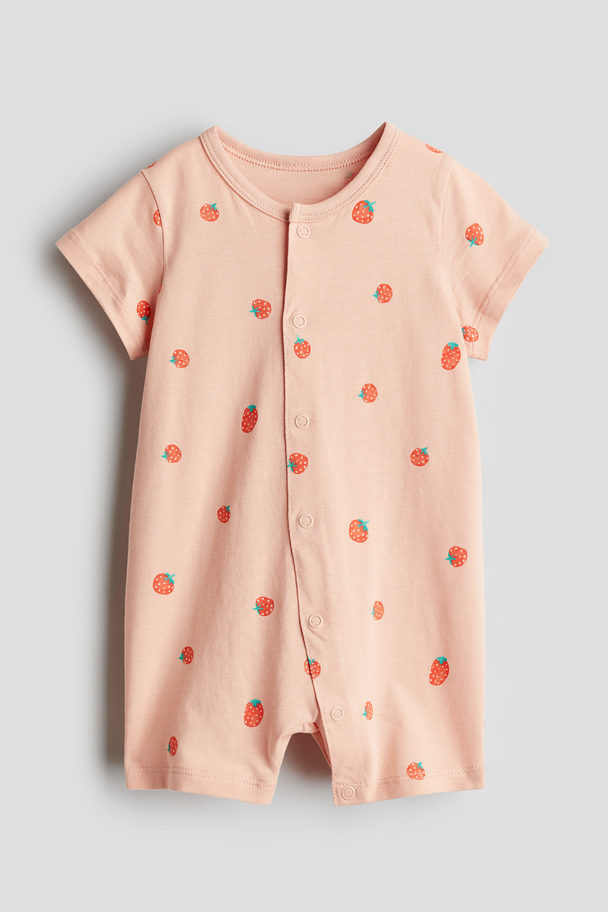 H&M Patterned All-in-one Pyjamas Peach/strawberries