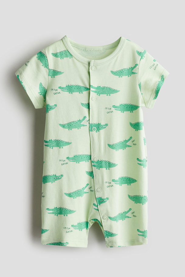 H&M Patterned All-in-one Pyjamas Light Green/crocodiles