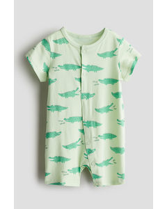 Patterned All-in-one Pyjamas Light Green/crocodiles