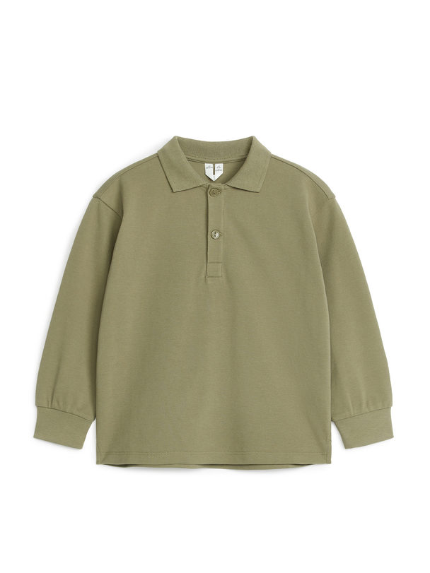 ARKET Cotton Polo Shirt Khaki Green