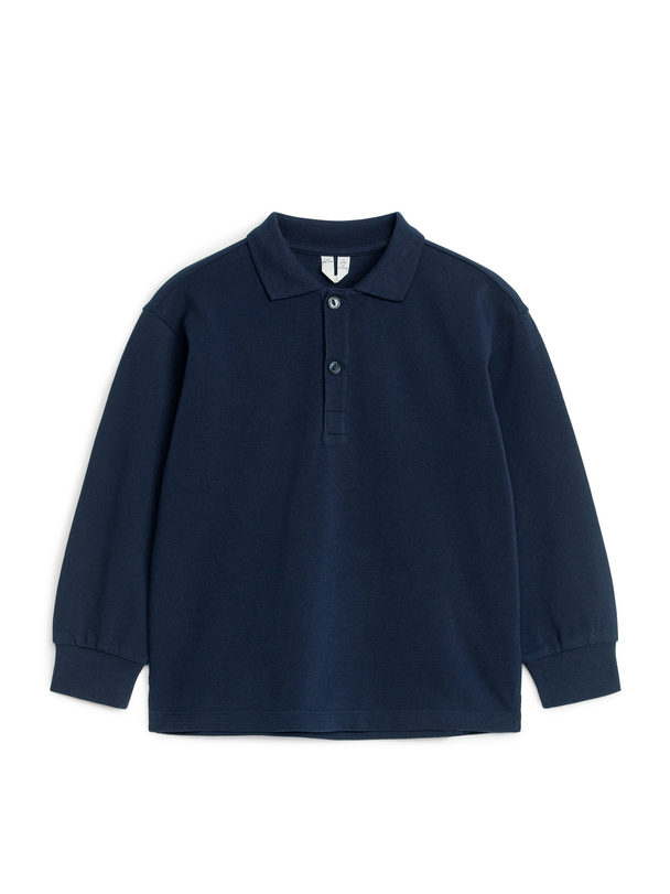 ARKET Cotton Polo Shirt Dark Blue