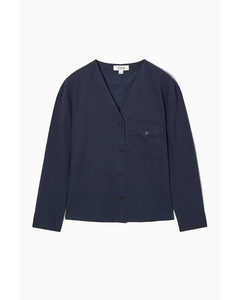 Lightweight V-neck Blouse Navy