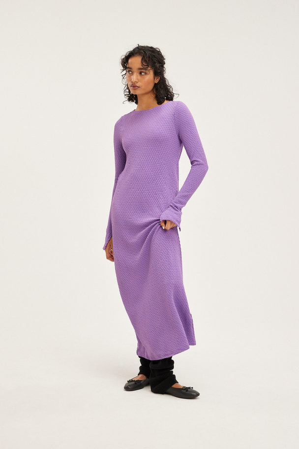 Monki Long Sleeved Textured Dress Lilac