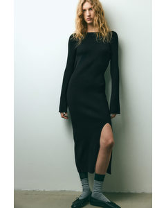 Rib-knit Bodycon Dress Black