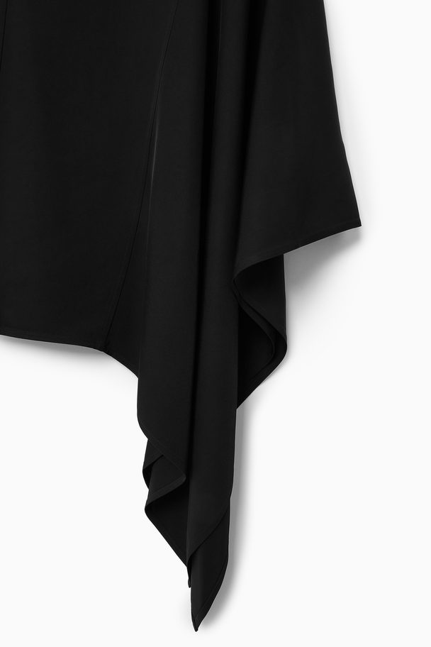 COS Draped Asymmetric Midi Skirt Black