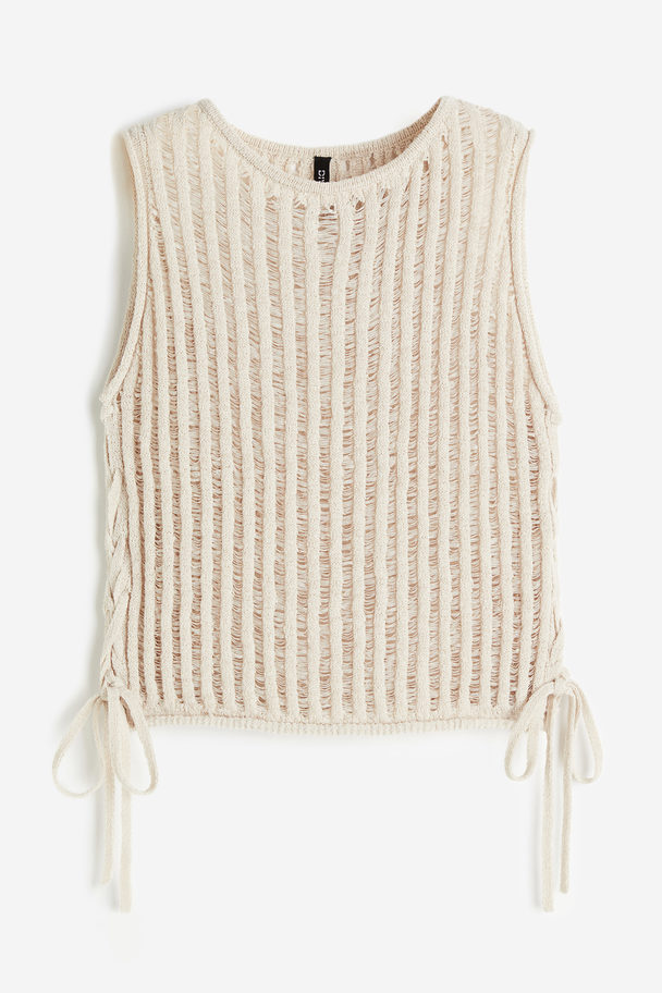 H&M Ladder-stitch-look Knitted Vest Top Light Beige