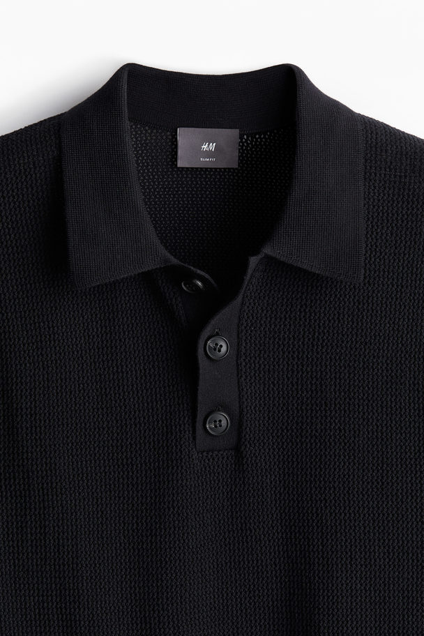 H&M Poloshirt in Slim Fit Schwarz