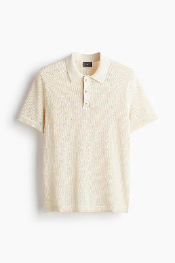 H&M Poloshirt in Slim Fit Cremefarben