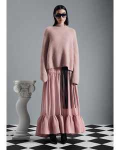 Sheer Tiered Maxi Skirt Light Pink