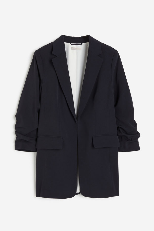 H&M Blazer Met Rimpeleffect Marineblauw