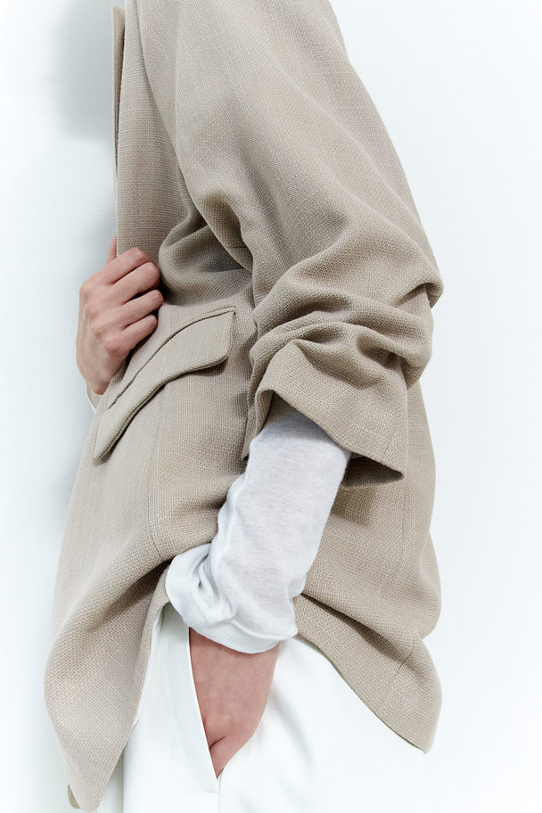 H&M Blazer mit gerafftem Arm Beige