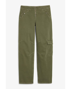 Low Waist Cargo Jeans Khaki Green