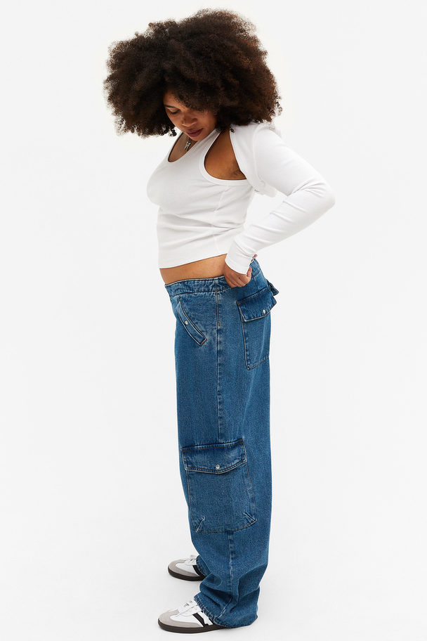 Monki Cargo-jeans Med Lavt Liv Blå