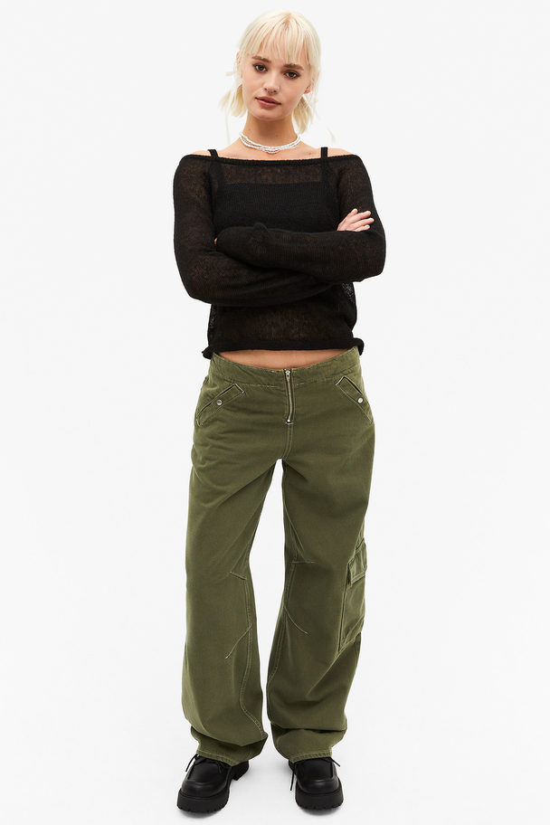 Monki Cargo-jeans Med Lavt Liv Kakigrønn