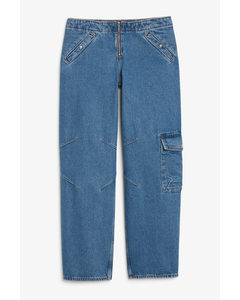 Low Waist Cargo Jeans Blue