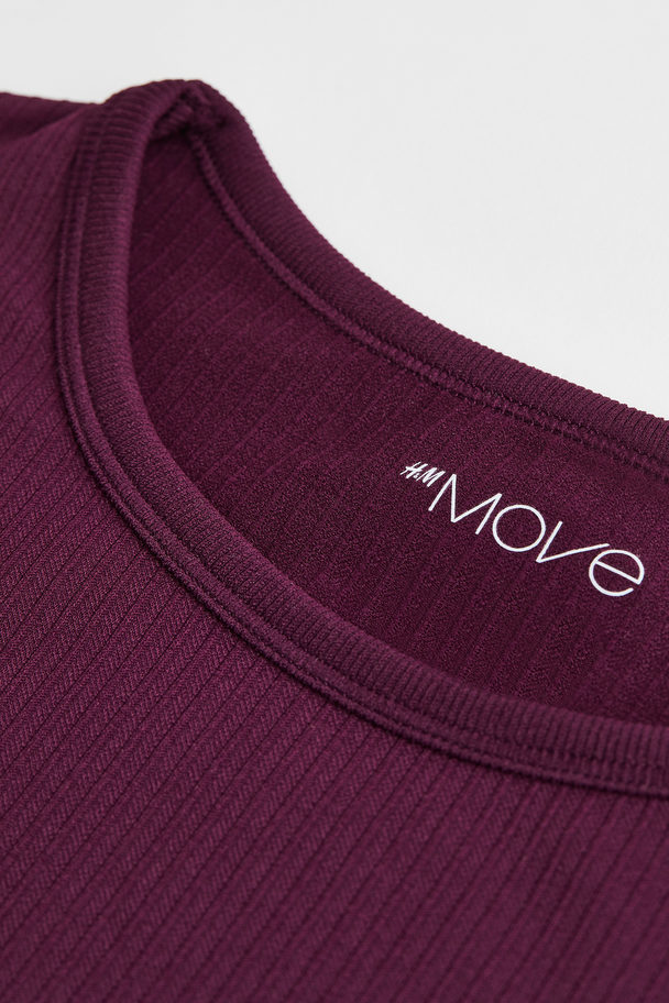 H&M DryMove™ Sportshirt Seamless Pflaumenlila