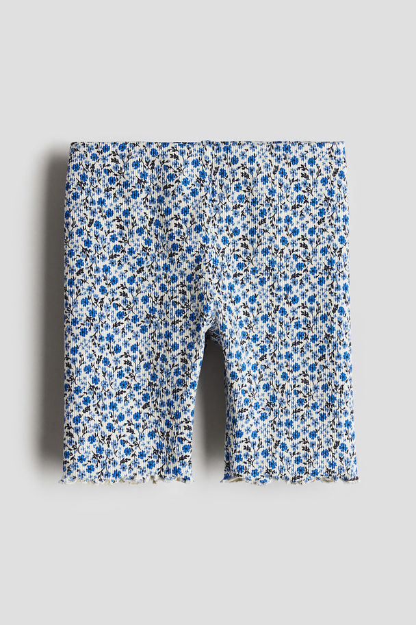 H&M Washed-look Cycling Shorts Blue/floral