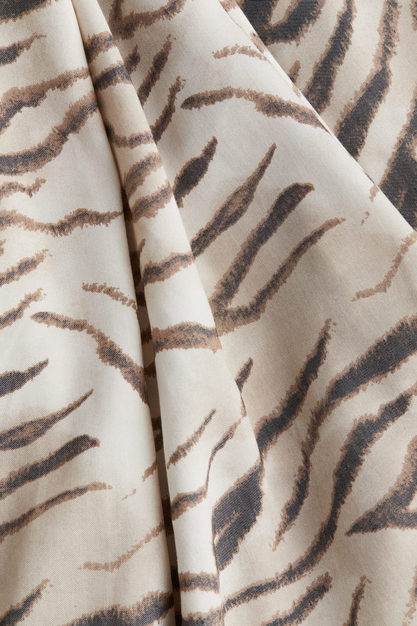 H&M Ausgestelltes Kleid Hellbeige/Tigerstreifen