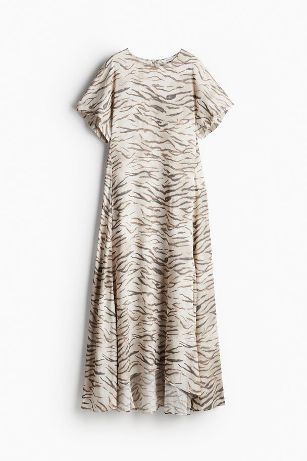 H&M Ausgestelltes Kleid Hellbeige/Tigerstreifen