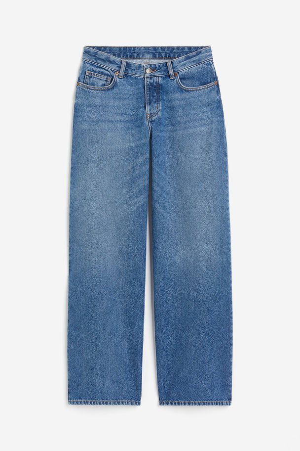 H&M Wide Regular Jeans Medium Denimblauw