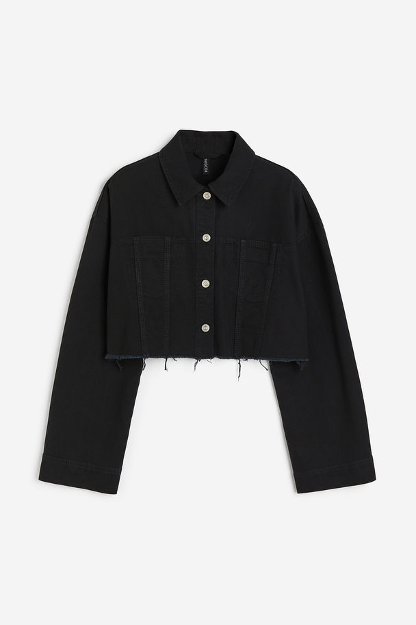 H&M Cropped Twill Jacket Black