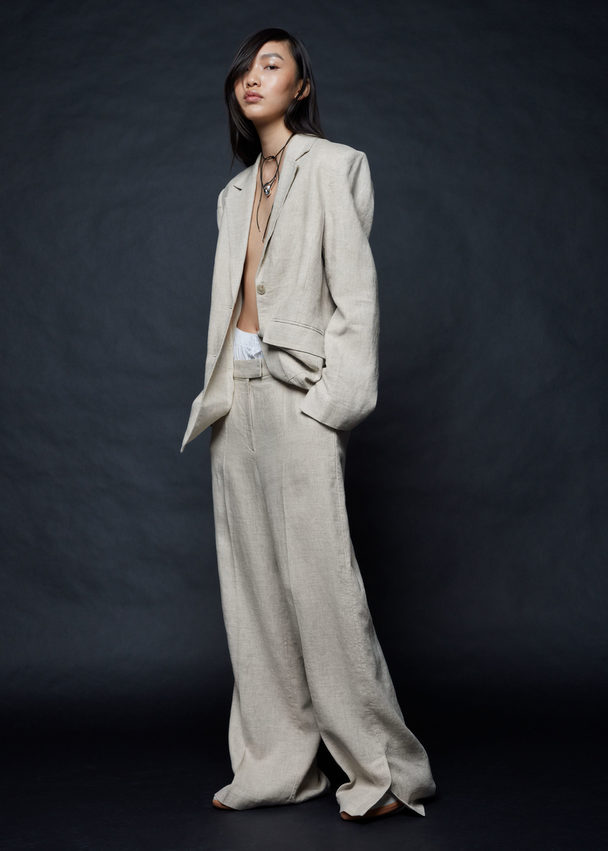 & Other Stories Tailored Linen Trousers Oatmeal