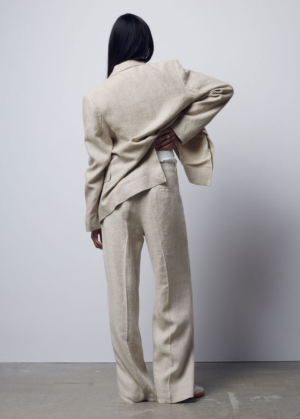 & Other Stories Tailored Linen Trousers Oatmeal