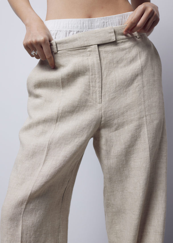 & Other Stories Tailored Linen Trousers Oatmeal