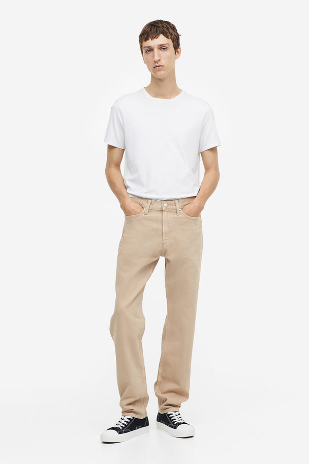 H&M Straight Relaxed Jeans Beige