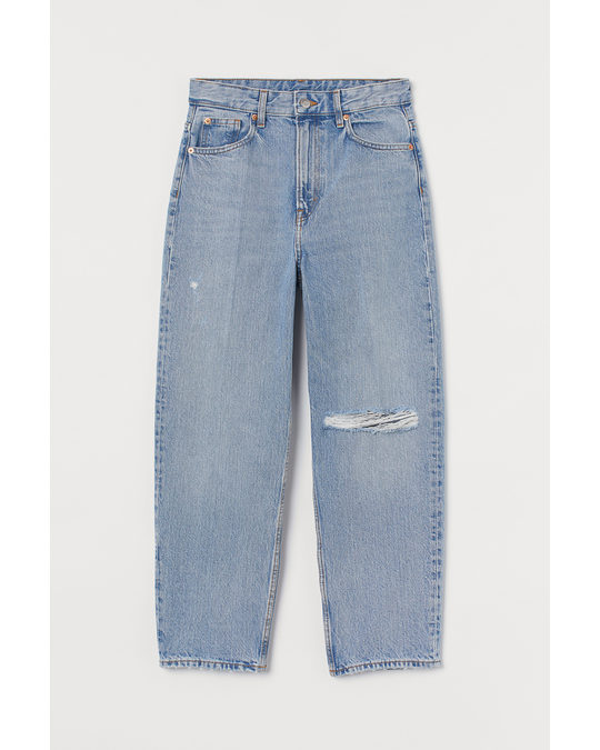 H&M Relaxed Tapered High Jeans Light Denim Blue