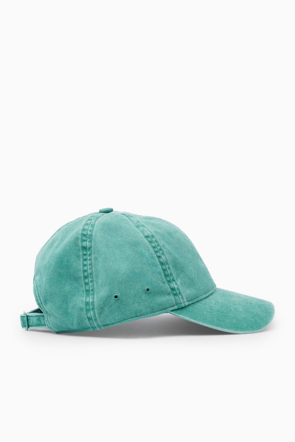 COS Washed Cotton-twill Baseball Cap Teal