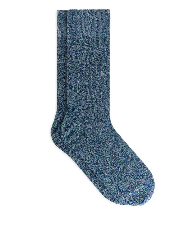 ARKET Gerippte Socken aus Supima-Baumwolle Petrolblau