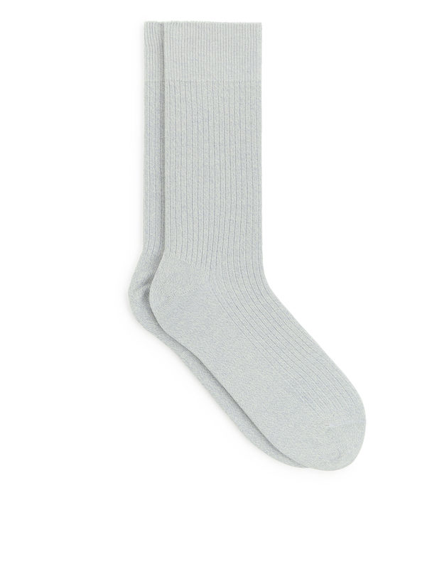 ARKET Gerippte Socken aus Supima-Baumwolle Taubenblau meliert