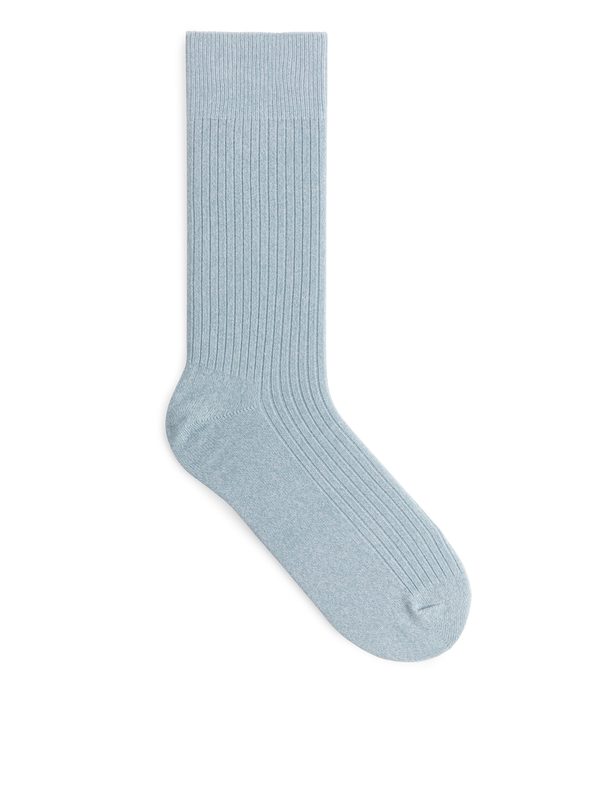 ARKET Gerippte Socken aus Supima-Baumwolle Hellblau meliert