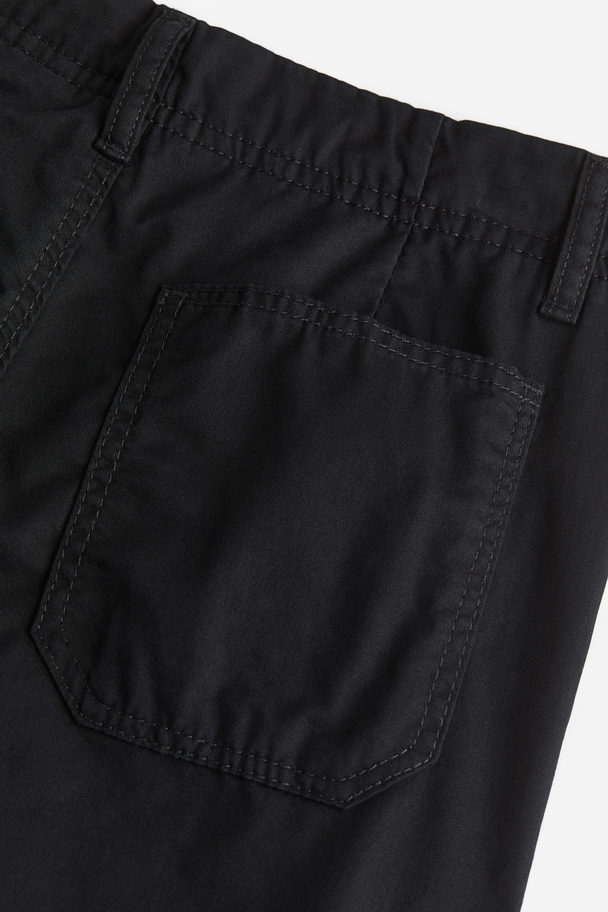H&M Lined Cotton Cargo Trousers Black