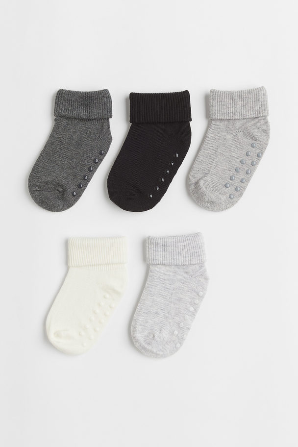 H&M 5-pack Anti-slip Socks Dark Grey/black