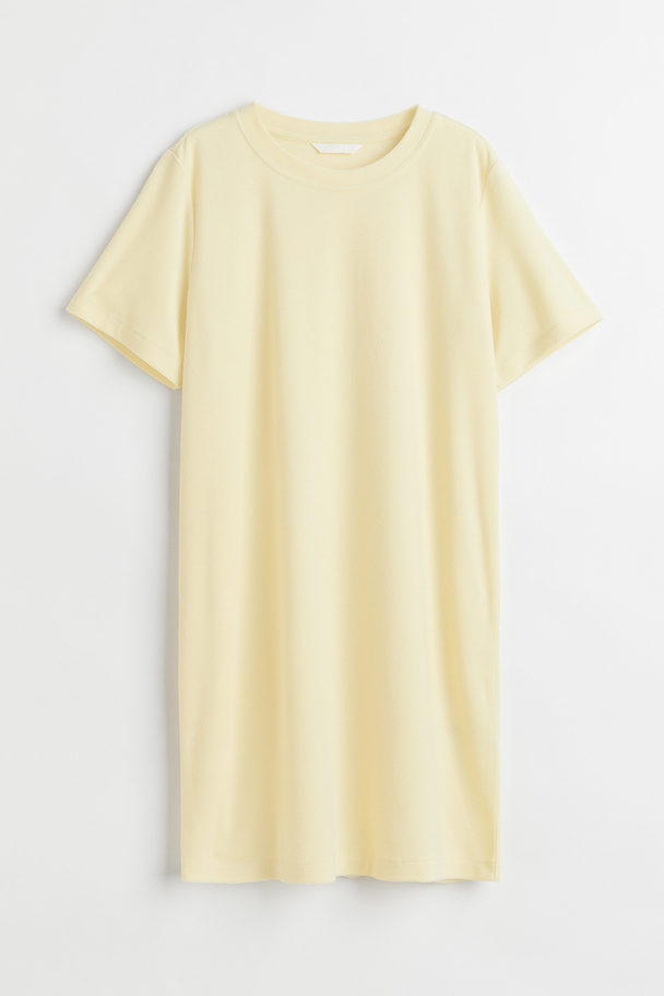 H&M T-Shirt-Kleid aus Frottee Hellgelb