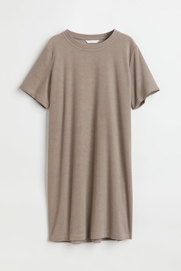 H&M T-Shirt-Kleid aus Frottee Taupe