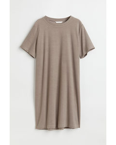 T-Shirt-Kleid aus Frottee Taupe