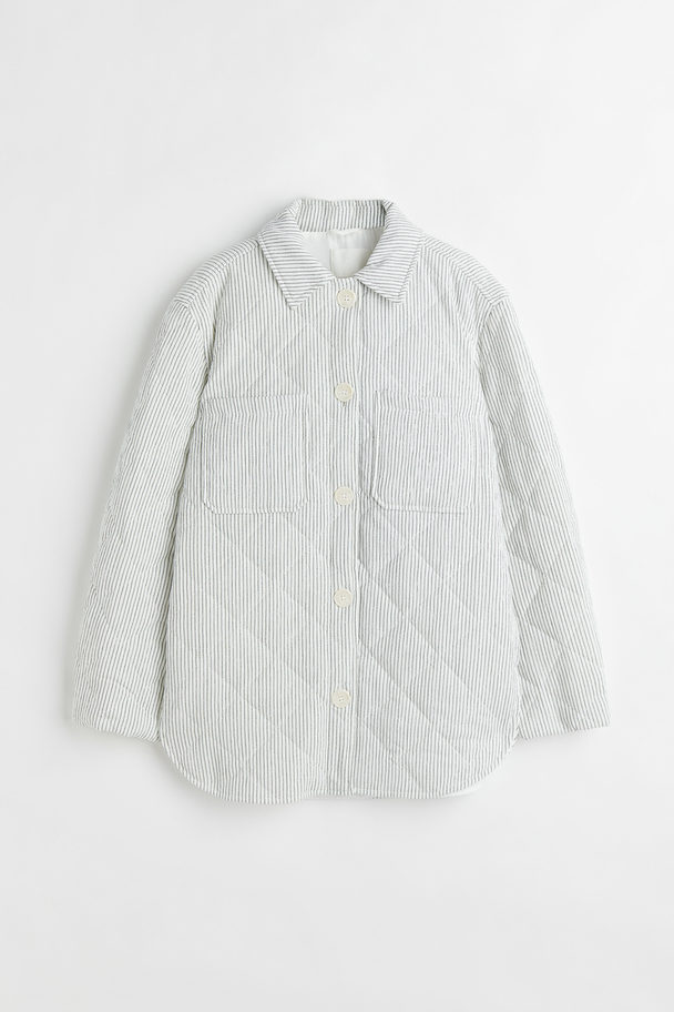 H&M Quilted Shacket White/pinstriped