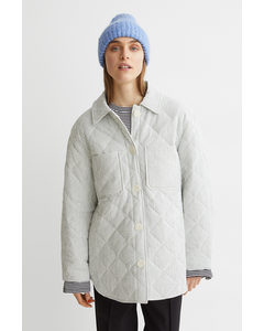 Quilted Shacket White/pinstriped