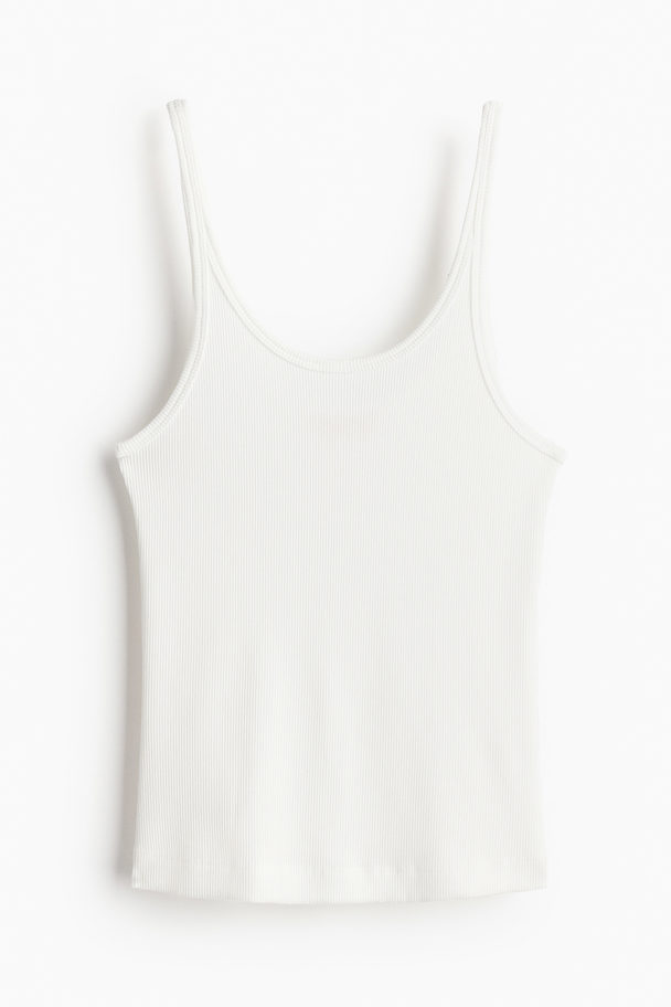 H&M Ribbet Tanktop Hvid