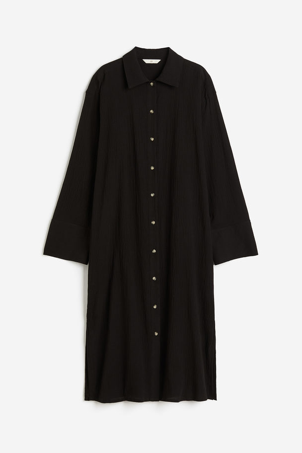 H&M Crêpe Shirt Dress Black